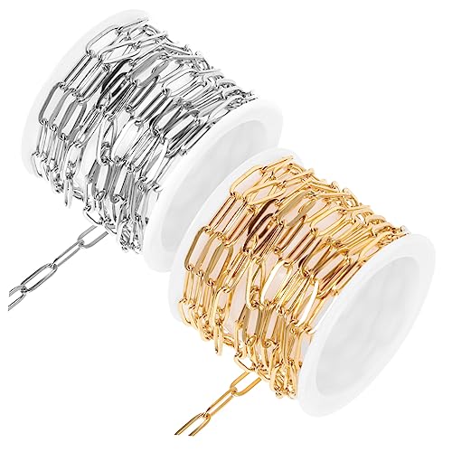 NUOBESTY 3 Sätze Diy Schmuckketten Ovalform Ketten Für Schmuckherstellung Stahlfarbe Langlebig Und Glänzend 2 Stück * 3 von NUOBESTY