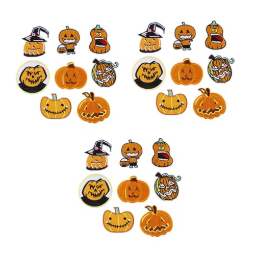 NUOBESTY 3 Sätze Halloween-kürbis-patch-aufkleber Kürbisflecken Kleidung Nähen Patch Dekorative Applikationen Aufnäher Für Jacken Flicken Aufnähen Stoff-polyester-vliesstoff 8 Stücke * 3 von NUOBESTY