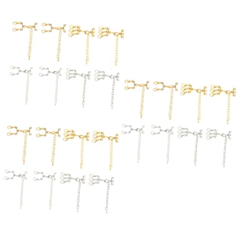 NUOBESTY 3 Sätze Kettengliederschnalle Verschlüsse Schlüssel Hummerschere Silber Sterling Schmuck Schließe Halskettenverbinder Mehrsträngig Schiebeverschluss Kupfer 8 Stück * 3 von NUOBESTY