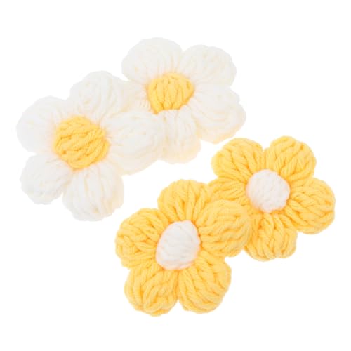 NUOBESTY 3 Sätze Teiliges Diy Blumenapplikation Handgemachte Weiche Häkelblumen Für Kleidung Und Dekoration Für Taschen Haarschmuck Und Kreative Projekte 4 Stück * 3 von NUOBESTY