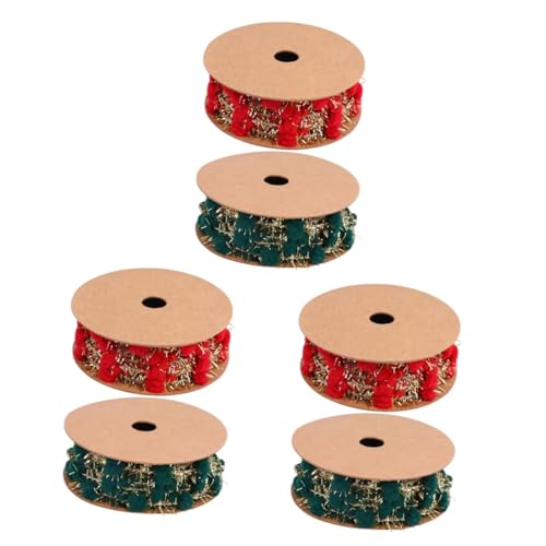NUOBESTY 3 Sätze Weihnachtsbommelband Ribbon Bandfeile Festliche Dekoration Xmas Decoration Pompons Party Weihnachten Poms Weihnachtsband Christbaumschmuck Polyester Rot 2 Rollen * 3 von NUOBESTY