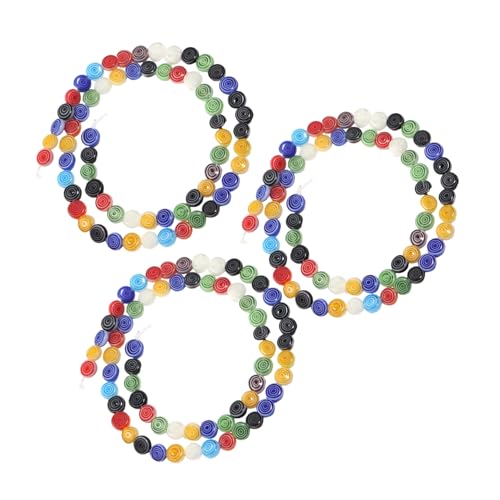 NUOBESTY 3 Saiten Bunte Flache Glasperlen mit Geradem Runde Vintage Millefiori Abstandshalter Perlen für DIY Armbänder Schmuckherstellung und Kreative Bastelprojekte Stränge von NUOBESTY