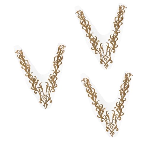 NUOBESTY 3 Stck. Dekoratives Zubehör Stickerei Zierapplikationen Mit Blumenflecken Für Hochzeiten Nähen Quilten Aufnäher Handgenähte Accessoires Floraler Aufnäher Kabel Golden von NUOBESTY