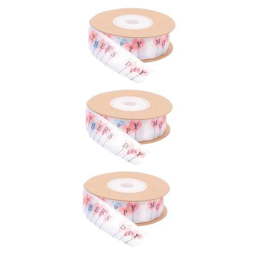 NUOBESTY 3 Stück Briefballonband Verpackung Band Zum Basteln Wickeln Rosa Muttertagsbande Band Mit Herzmuster Mutterband Zum Einpacken Drucken Hellrosa Bunt Polyester von NUOBESTY
