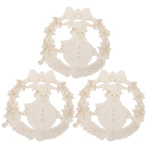NUOBESTY 3 Stück DIY Blanko Unvollendeter Kranz: Hölzerne Weihnachtskranz-Ornamente mit Seil – Blanko-Schneemann-Holzausschnitte zum Malen und Basteln NUOBESTY 3 Stück DIY Blanko Unvollendeter Kranz: Hölzerne Weihnachtskranz-Ornamente mit Seil – Blanko-Schneemann-Holzausschnitte zum Malen und Basteln von NUOBESTY