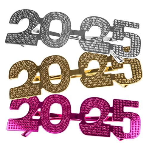 NUOBESTY 3 Stück Neue Jahr Partybrillen Lustige Kunststoff Zahlenbrille Leicht Robust für Silvester Foto Requisiten in Rosé Silber Gold NUOBESTY 3 Stück Neue Jahr Partybrillen Lustige Kunststoff Zahlenbrille Leicht Robust für Silvester Foto Requisiten in Rosé Silber Gold von NUOBESTY