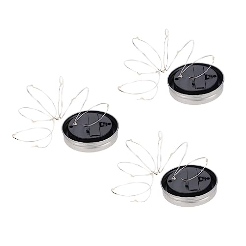 NUOBESTY 3 Stück Solarflaschenkappe Lichtschnur großes Einmachglas solarbetriebene gartenleuchten LED draußen Solar- Einmachglas Solarlicht gartenleuchten solar Plastik Weiß von NUOBESTY