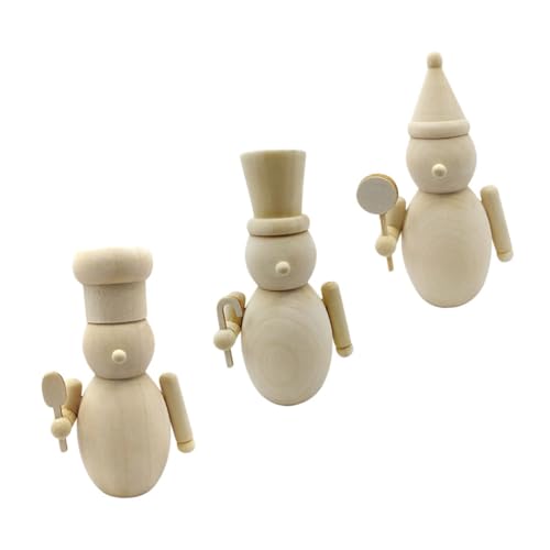 NUOBESTY 3 Stück Teiliges DIY Holzfigur aus Naturbelassenem Holz zum Bemalen Sicher Kompakt Vielseitig für Weihnachtsdekoration und Kreative Familienbastelei von NUOBESTY