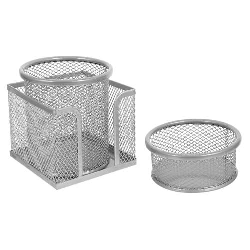 NUOBESTY 3 Stück Teiliges Metall Stifthalter Multifunktionaler Organizer für Büro und Zuhause Notizbox Büroklammern und Runder Stifthalter aus für Studenten und Kreative von NUOBESTY