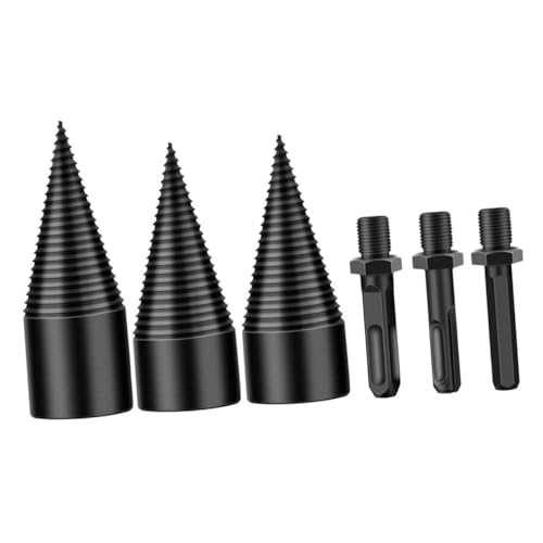 NUOBESTY 3 Stück Teiliges Splitting Wood Drill Bit aus Robustem Rutschfester Kegelbohrer für Elektrische Bohrmaschinen Effizientes Brennholzspalten bei Verschiedenen Holzarten Hoher von NUOBESTY