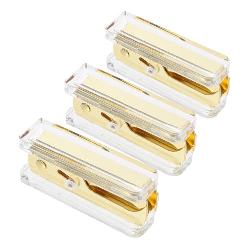 NUOBESTY 3 Stück Teiliges Transparenter Acryl Heftklammerentferner mit Goldfarbenem Griff Ergonomisch Labor und Zeitsparend für Büro Schule und Zuhause Modernes Design Langlebig Effiziente von NUOBESTY