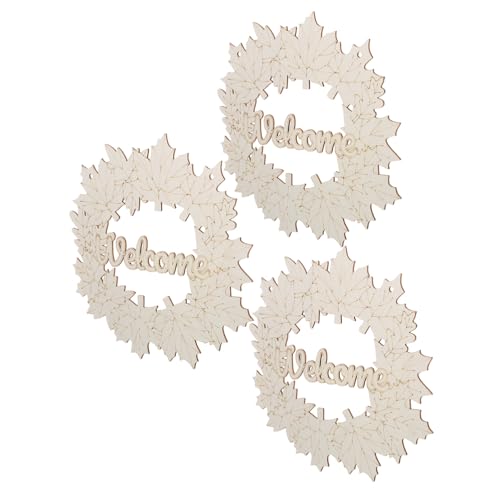 NUOBESTY 3 Stück Teiliges Weihnachts-holzanhänger aus Naturbelassenem Ahornblatt mit Aufhängeschnur Blanko Holzscheiben für DIY Weihnachtsdeko Bemalbare Holzanhänger für Bastelprojekte und von NUOBESTY