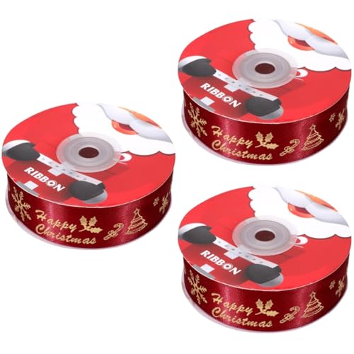 NUOBESTY 3 Stück Weihnachtsband Band Zum Basteln Schleife Weihnachtsstoff Festivalband Dekorationen Wickelband Weihnachten Herstellung Verpackungsband Party Für Wickeln Polyester Rot von NUOBESTY