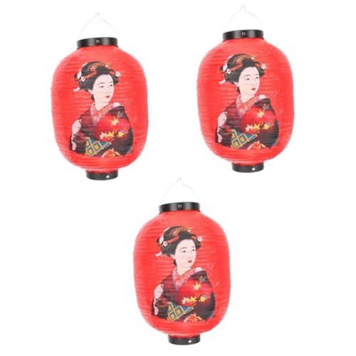 NUOBESTY 3 Stück wasserdichte Laterne Sushi-Shop-Laterne hängende Laterne für den Außenbereich Lampe im Freien Restaurantlaterne für Party Japanische Laterne für den Außenbereich PVC rot von NUOBESTY