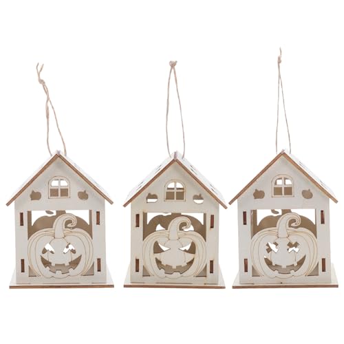 NUOBESTY 3-teiliges Halloween-Heimdekor: Mini-Kürbis-Hausdekor aus Holz für Halloween – DIY-Bastelset für Kinder – Dekorative Hängeornamente für den Urlaub NUOBESTY 3-teiliges Halloween-Heimdekor: Mini-Kürbis-Hausdekor aus Holz für Halloween – DIY-Bastelset für Kinder – Dekorative Hängeornamente für den Urlaub von NUOBESTY