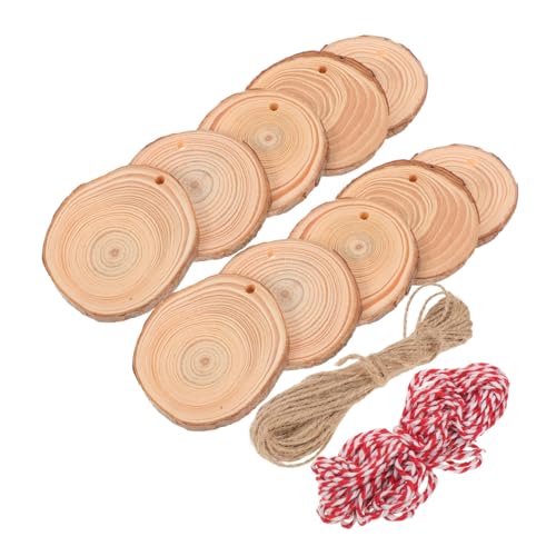 NUOBESTY 30 Stk. Kiefernprotokolle Mit Loch Unfertige Holzscheiben Holzschmuck Für Das Kunsthandwerk Holzspäne Zur Dekoration Leere Holzscheiben Baumscheiben Zum Basteln Hölzern von NUOBESTY