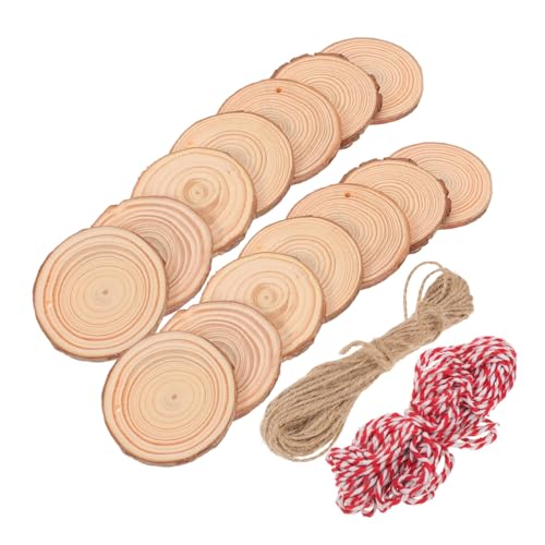 NUOBESTY 30 Stk. Rundscheiben aus Kiefernholz Holz runde Kreise Scheiben zum Basteln Holzrunden für Handwerksrunden Holzscheiben mit Löchern natürliche Holzscheiben hölzern von NUOBESTY