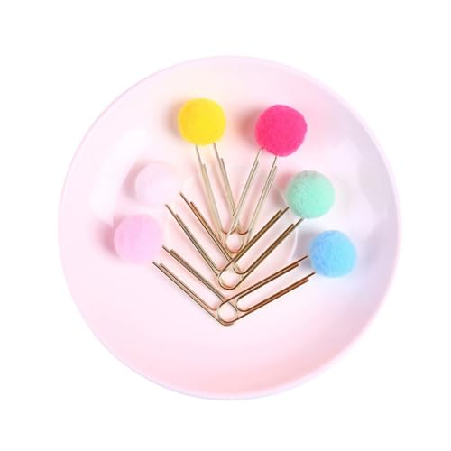 NUOBESTY 30 Stück Bunte Plüschball Büroklammern Kawaii Lesezeichen Clips für Notizen Dokumente und Fotos für Schule Büro und Kreative Projekte von NUOBESTY