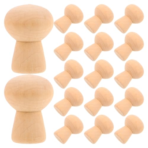 NUOBESTY 30 Stück Mini Holzpilz Steckfigur: Unbemalte Holzmännchen für Basteln und Malen – Blanko Puppen aus Holz für Kinder DIY Kunstprojekte, 1,8" x 1,4" von NUOBESTY