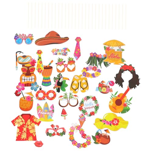 NUOBESTY 30 Stück Teiliges Hawaii Party Foto Requisiten aus Robustem mit Bambusstab Bunte Tropische Fotoprops für Strand Luau und Sommerparty Dekoration NUOBESTY 30 Stück Teiliges Hawaii Party Foto Requisiten aus Robustem mit Bambusstab Bunte Tropische Fotoprops für Strand Luau und Sommerparty Dekoration von NUOBESTY