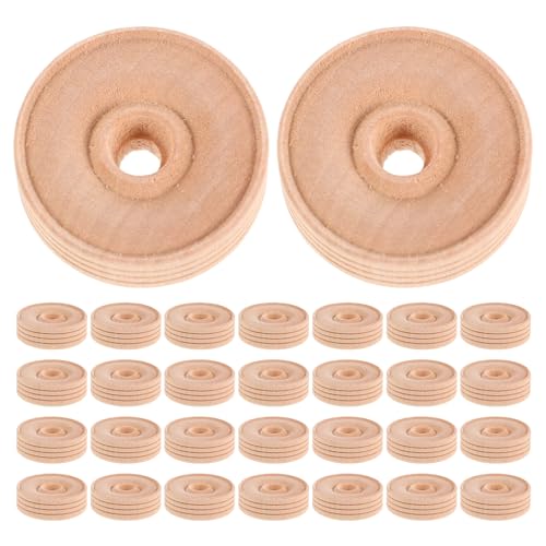 NUOBESTY 30 Stück Teiliges Holzspielzeugräder mit Loch Naturbelassen Glatte Kanten Sichere Diy Holzräder für Modellautos Spielzeugersatzteile und Kreative Bastelprojekte von NUOBESTY
