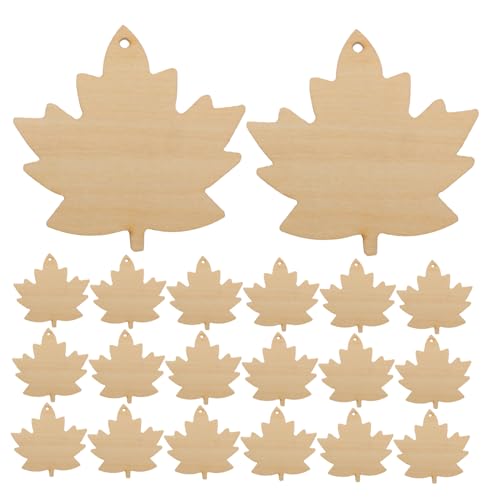 NUOBESTY 30 Stück Teiliges Unbehandelte Ahornblatt-holzstücke zum Bemalen Naturbelassene Holzscheiben für Diy-herbstbasteleien Sichere Ahornblatt-ausschnitte für Thanksgiving und von NUOBESTY