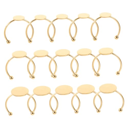 NUOBESTY 30 Stück Teiliges Verstellbares Ringrohling aus Runde Flache Basis für Schmuckherstellung Vielseitig für DIY Ringe Anhänger und Accessoires Goldfarben Passend für Verschiedene von NUOBESTY