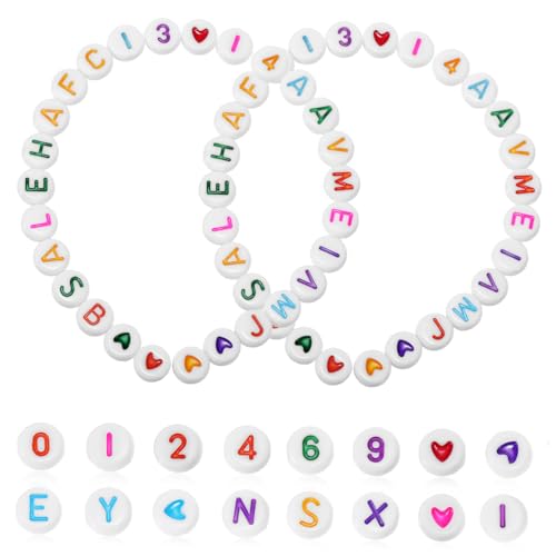 NUOBESTY 300 Stück Bunte Buchstaben und Zahlenperlen Flache Acrylperlen für Schmuckherstellung Kreative Bastelperlen für Armbänder und Dekorationen NUOBESTY 300 Stück Bunte Buchstaben und Zahlenperlen Flache Acrylperlen für Schmuckherstellung Kreative Bastelperlen für Armbänder und Dekorationen von NUOBESTY