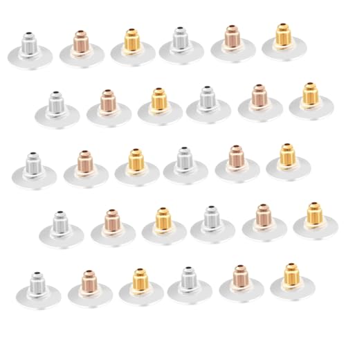 NUOBESTY 300 Stück Ohrringstopper Ohrstecker Verschlüsse Mix Silber Gold Roségold DIY Ohrstecker Rückseiten für Langlebigen Halt und Vielseitige Anwendung von NUOBESTY