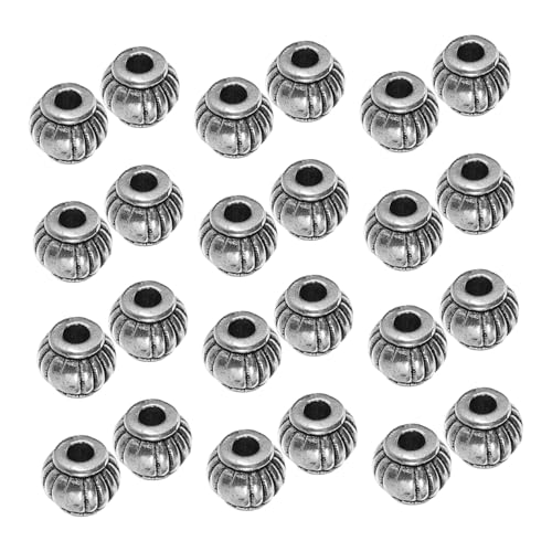 NUOBESTY 300 Stück Schmuckzubehör Perlen aus Legierung Kürbisperlen für Armbänder Abstandsperlen für die Herstellung von Halsketten Halskette Perle Perlen zur Schmuckherstellung Silber von NUOBESTY