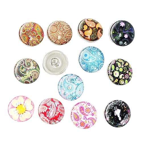 NUOBESTY 30stücke Runde Glas Druckknöpfe Schmuckknöpfe Für Armbänder Und Halsketten Mischdesigns Für -schmuck Vielseitig Und Charmant Für Kreative Accessoires von NUOBESTY
