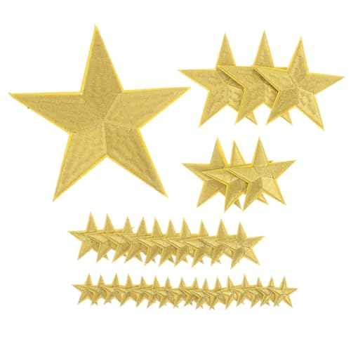 NUOBESTY 32 Stück Teiliges Set Stern Applikationen zum Aufbügeln Bestickte Stoffpatches für Kleidung Jacken Taschen und Hüte zur Reparatur und Dekoration von NUOBESTY