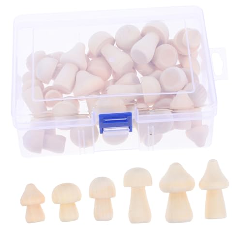 NUOBESTY 32-Teiliges Set Stammfarbener Holzpilz Pilzdekor aus Holz Pilzdekorationen pilzschmuck aus holz Pilz-Bastelset Mittelstücke aus Holzpilzen Pilze basteln unfertige Pilze hölzern von NUOBESTY