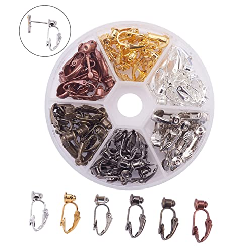 NUOBESTY 36 Stück Teiliges Ohrclip Ohrschmuck Zubehör für Piercings Ohrclips aus Langlebigem Bronze in Gemischten Farben DIY Ohrstecker Ersatzteile Praktische Aufbewahrungsbox von NUOBESTY