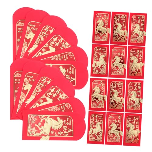 NUOBESTY 36 Stück roter umschlag des neuen jahres Geldtasche zum chinesischen Neujahr Mondroter Umschlag chinesische geldumschläge Hongbao Umschläge Frühling Festival Red Envelope Papier von NUOBESTY