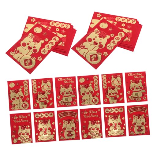 NUOBESTY 360 Stück Jahr Des Pferdroten Pakets Chinesische Geldtasche Süßer Roter Umschlag Red Umhüllt Geld Chinesische Umschläge Für Geld Hongbao Umschläge Rote Neujahrsumschläge Papier von NUOBESTY