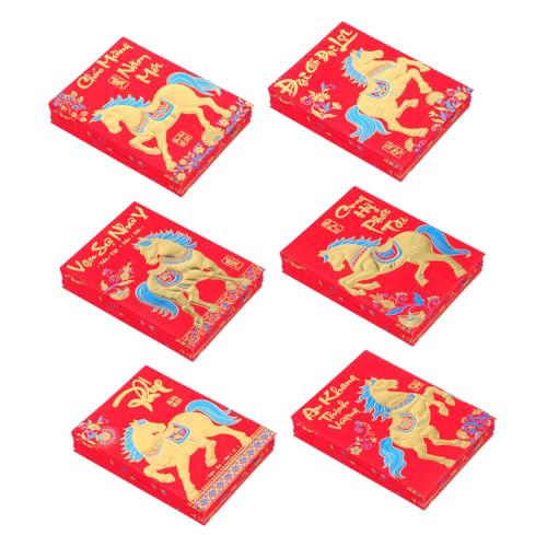 NUOBESTY 360 Stück Rote Geldumschläge Jahr Des Pferdes Goldfolie Druck Hongbao Vietnamesisch Neujahr Umschläge Traditionell Glücksumschläge für Frühlingsfest Hochzeit Party von NUOBESTY