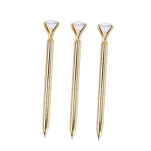 NUOBESTY 3Stücke Teiliges Kugelschreiber mit Großem Diamant für Schule und Bürobedarf Schreibstil Langlebig und Elegant und Besondere von NUOBESTY