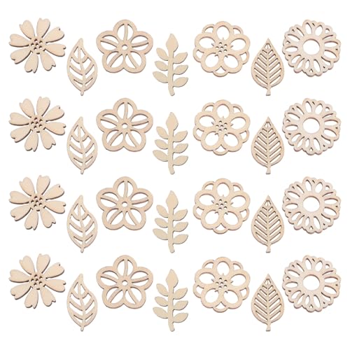 NUOBESTY 4 Beutel Holzausschnitte in Blumen- und Blattform für Heimwerkerarbeiten, unbehandelte Holzverzierungen zum Bemalen, Scrapbooking-Zubehör NUOBESTY 4 Beutel Holzausschnitte in Blumen- und Blattform für Heimwerkerarbeiten, unbehandelte Holzverzierungen zum Bemalen, Scrapbooking-Zubehör von NUOBESTY