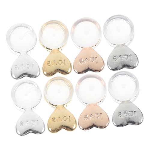 NUOBESTY 4 Paare Weiche Silikon Ohrstecker Verschlüsse in Herzform Stützen Schwere Ohrringe Sanft Sicher und Bequem für Ohrlochreparatur ohne Wiederverwendbar in Gold Silber Roségold von NUOBESTY