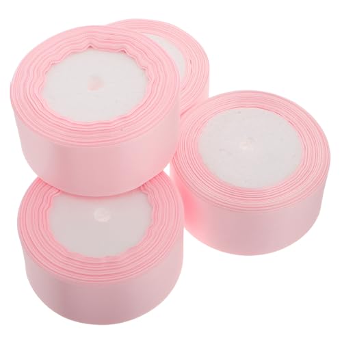 NUOBESTY 4 Rollen Blumen Geschenkband Satinband Rosenblume Blumenband Valentinstag-satinband Rosenband Geschenkband Zum Geburtstag Band Zum Basteln Valentinstag Bänder Polyester Rosa von NUOBESTY