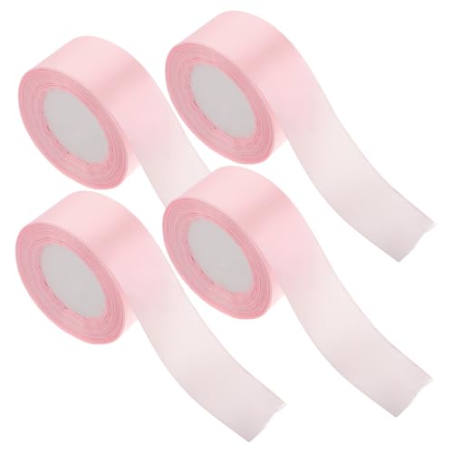 NUOBESTY 4 Rollen Blumen Geschenkband Satinband Zum Geburtstag Satin Handgefertigte Bänder Verdrahtetes Transparentes Band Satin -stoffblumen Band Für Blumenstrauß Blumenband Polyester Rosa von NUOBESTY