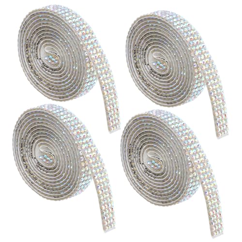 NUOBESTY 4 Rollen Selbstklebende Strasssteifen Reihen Ab Farbige Glitzerbänder Rolle für Kleidung Dekoration DIY Schmuck Handwerk Geschenkverpackung von NUOBESTY