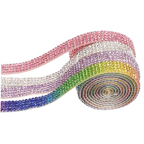 NUOBESTY 4 Rollen Selbstklebendes Strassband Rhinestone Ribbon mit Resin Diamanten Doppelseitiges Klebeband Vielseitig für DIY Bastelarbeiten Schmuck Hochzeitsdeko Kleidung Schuhe Gläser von NUOBESTY