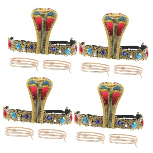 NUOBESTY 4 Sätze Schlangen-Stirnband-Armband Kleider für Mädchen Damenanzug Haargummi Haarband dekorative Armbänder ägyptisches Kostümzubehör Abschlussball schmücken Ägypten Ohrringe Metall von NUOBESTY