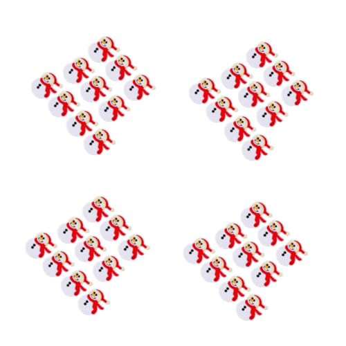 NUOBESTY 4 Sätze Weihnachtspatch Dekorationen Frohe Weihnachten-banner Sofortig Süßigkeiten Patch-aufkleber Für Kleidung Nähmotive Schneemann Plüsch Bausatz Figur Weiß Stoff 10 Stück * 4 von NUOBESTY