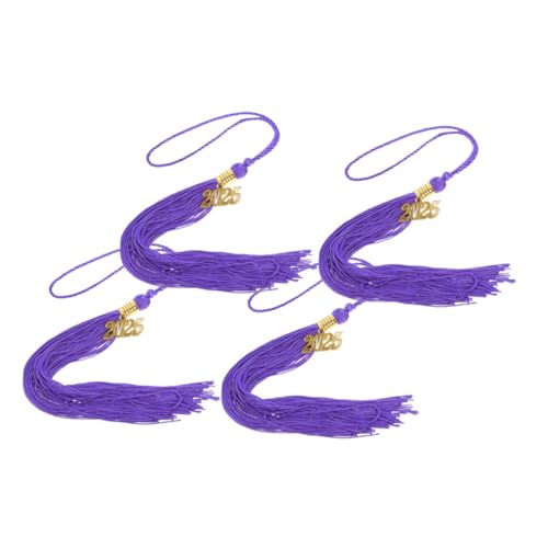 NUOBESTY 4 Stück Abschlusskappen Quasten Anhänger Gold Charm für Doktorhut Erinnerungsstück für Abschlussfeiern Dekorative Accessoires für Graduierungspartys Lila Farbvariante von NUOBESTY