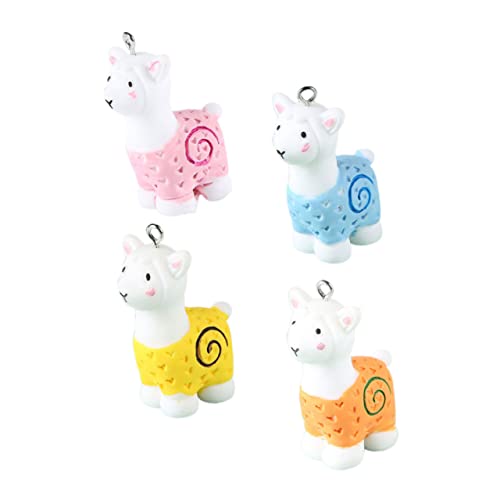 NUOBESTY 4 Alpaka-Schmuck Mini-Alpaka-Modellspielzeug Lama-Partybevorzugung schlüsselanhänger cute schlüsselhalter entzückende Alpaka-Dekoration Kunstharz eingesackt schmücken von NUOBESTY