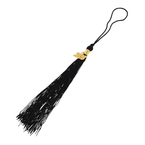 NUOBESTY 4 Stück Arzthut Quasten Anhänger Abschlusshalter Abschluss Quaste Ornament grad quaste charme Grad Cup Photo Quasten Charme Abschluss-Anhänger Gedenkstufe Polyester Schwarz von NUOBESTY