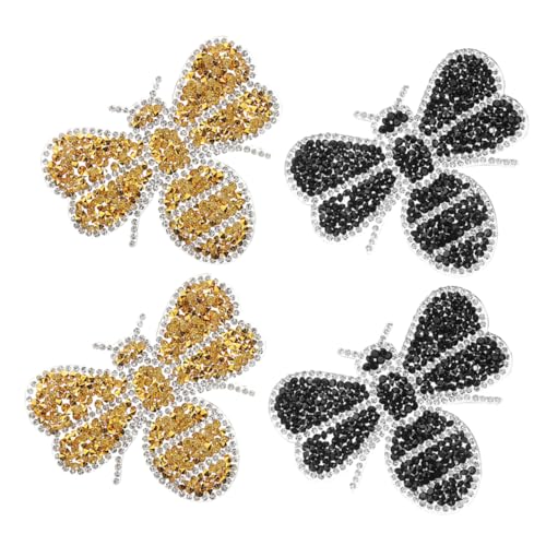 NUOBESTY 4 Stück Bienen Verzierte Bügel Patches Kristall für Kleidung Schuhe und Taschen Einfache Anwendung für Diy Projekte von NUOBESTY